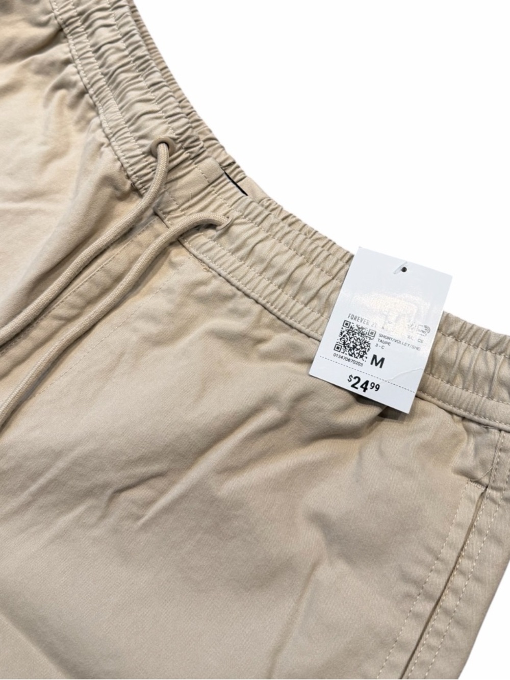 Forever 21 Men's Drawstring Beige Shorts - Picture 2 of 5